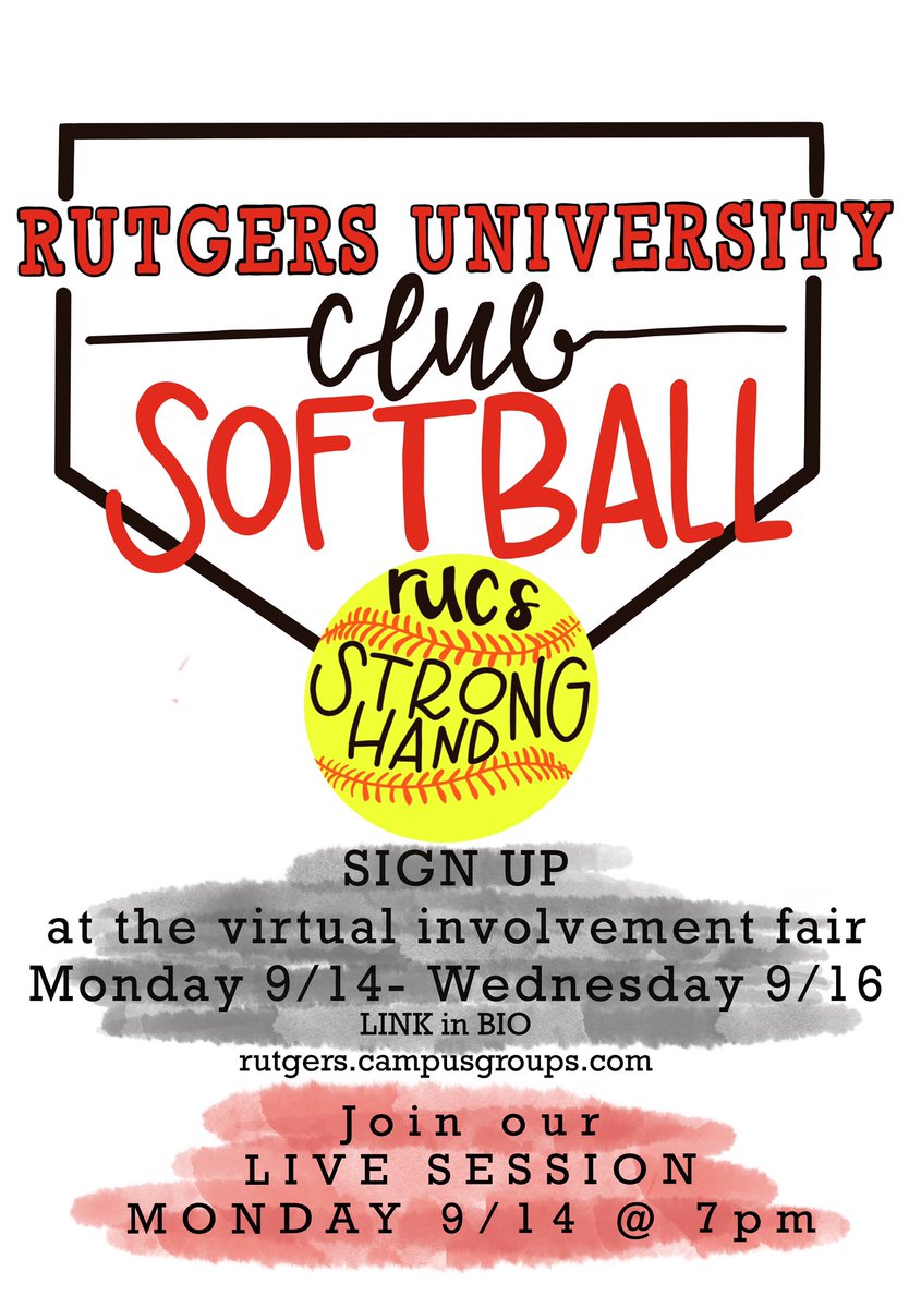 RUCS can not wait to see you at the virtual involvement fair! DM us any questions you might have or email us at ru.softball.club@gmail.com. ✌🏻❤️RUCS