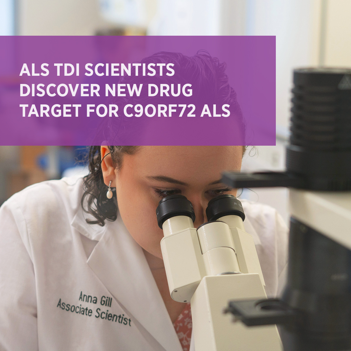 In a study recently published in Frontiers in Pharmacology by <a href="/ALSTDI/">ALS TDI</a> scientists, Alan Premasari, Anna Gill, and Fernando Vieira, M.D., present evidence implicating previously unexplored therapeutic target for C9ORF72-mediated ALS. als.net/news/als-tdi-s…