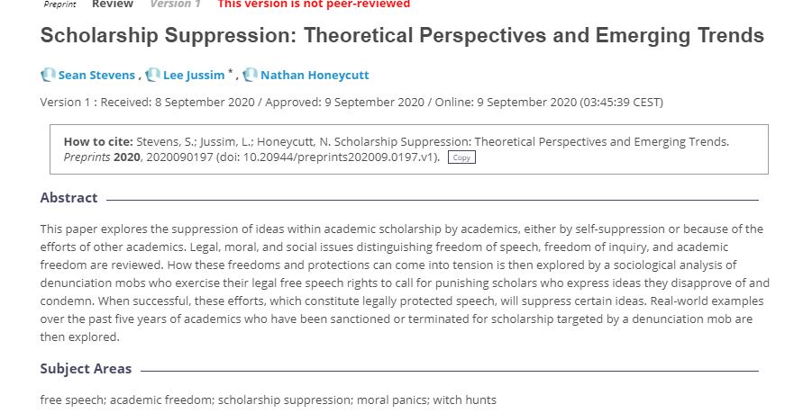 In honor of us having JUST submitted this paper (it was 1 of the hard deadlines keeping me off Tw).If research on controversial topics is suppressed, then how much "certainty" can you have in the published scientific literature? https://www.preprints.org/manuscript/202009.0197/v1