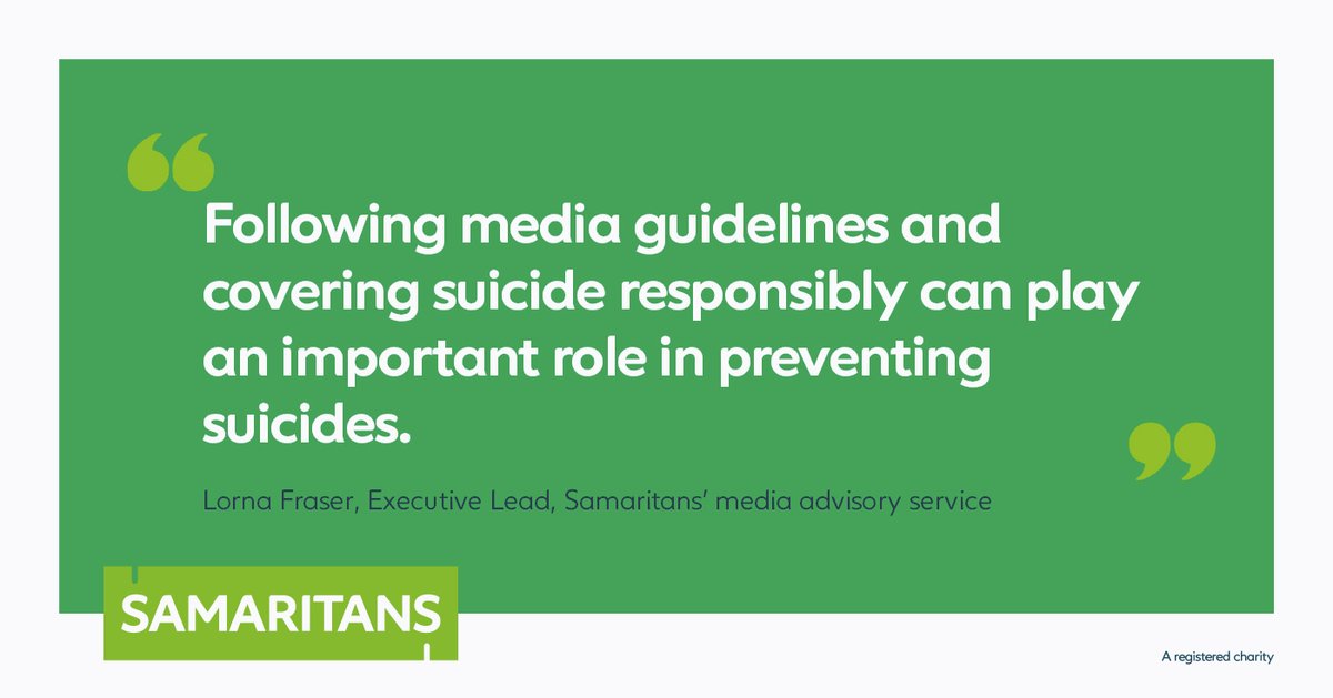 It’s #WorldSuicidePreventionDay tomorrow, so we’re asking journalists to remember our Media Guidelines for Reporting Suicide. 

Evidence shows that the way suicide is reported really matters. Please keep it safe #WSPD2020 bit.ly/2Xh1b2q