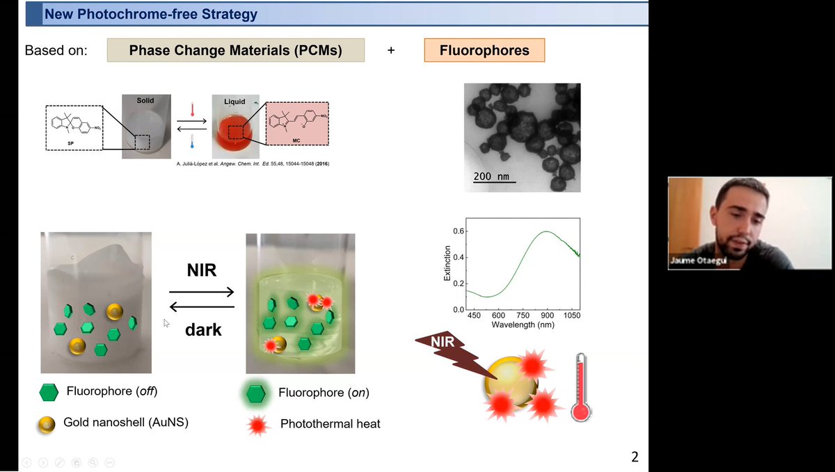AEBIN5's tweet photo. Jaume Otaegui from @Nanosfun_ICN2 presenting his research on solid materials with near-infrared-induced fluorescence modulation

@icn2nano 
#photochem2020 of @AEBIN5 https://t.co/jN56J0tsPb