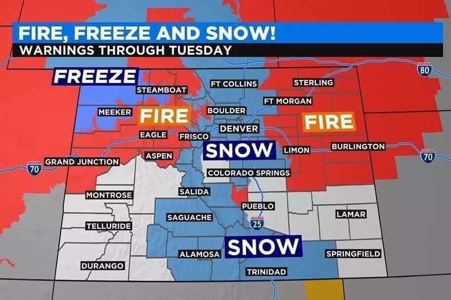 bradbecker's tweet photo. Ode to Colorado this week:

Some say the world will end in fire,
Some say in ice.
From what I’ve tasted of desire
I hold with those who favor fire.
But if it had to perish twice,
I think I know enough of hate
To say that for destruction ice
Is also great
And would suffice. -Frost https://t.co/lvDZ6Ciyor