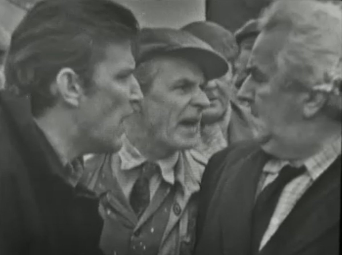 Archive discovery of the day: tucked away in a BBC Schools prog, Looking at Television (8 May '63) is an extended clip from The Big Donkey (31 Mar '63), a play otherwise lost; wr. Stewart Love, dir: Herbert Wise, w Tom Bell (below left) and Joseph Tomelty
