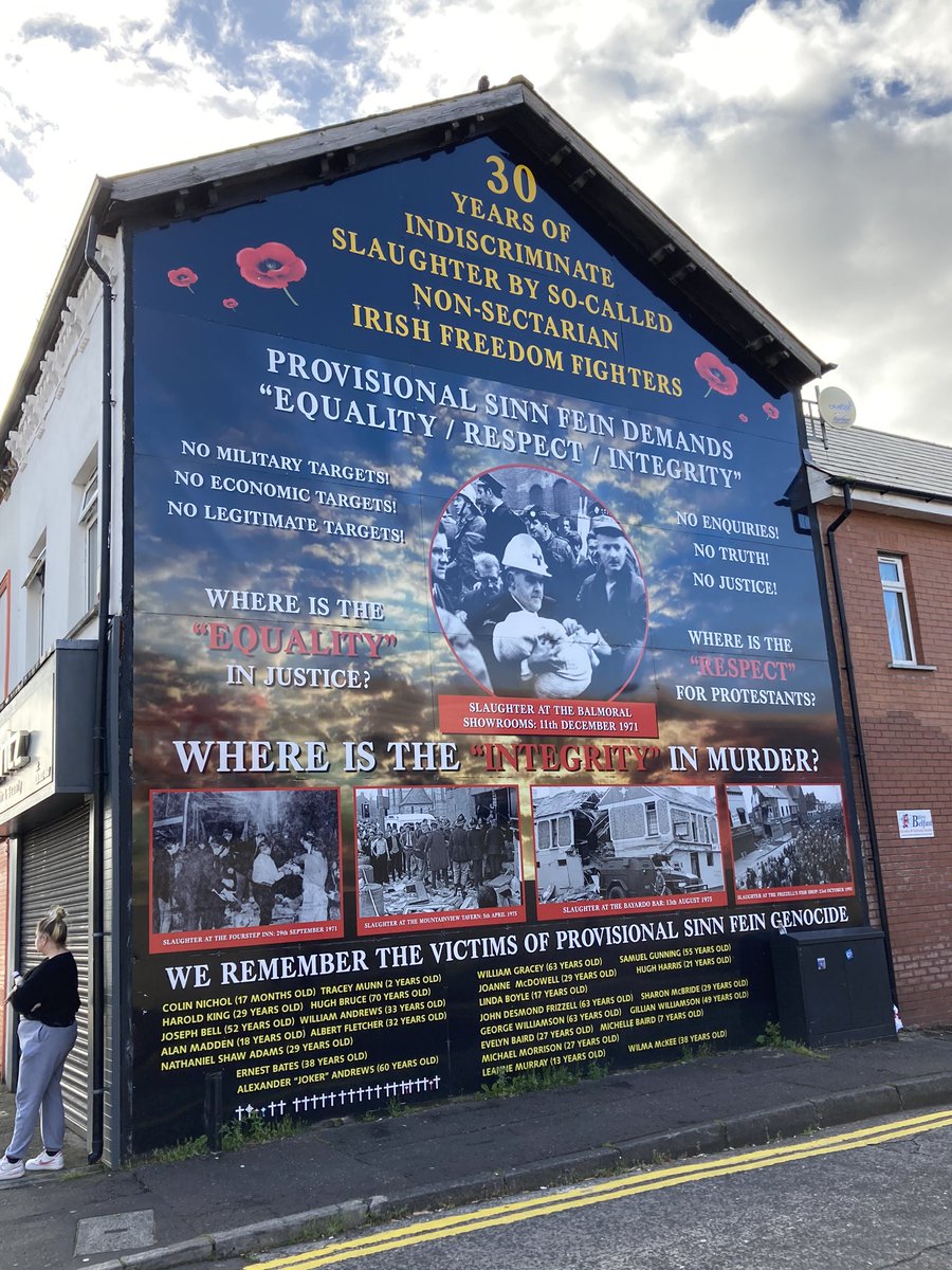 9.  #Belfast Mid/Upper Shankill. The Hills always in view. A mural & a memorial to the Bayardo Bar bombing.