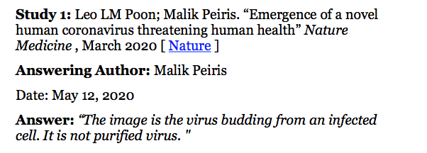 15) Study 1: Leo LM Poon; Malik Peiris. “Emergence of a novel human coronavirus threatening human health” Nature Medicine , March 2020 [ Nature  https://translate.google.com/translate?hl=en&prev=_t&sl=de&tl=en&u=https://www.nature.com/articles/s41591-020-0796-5 ]
