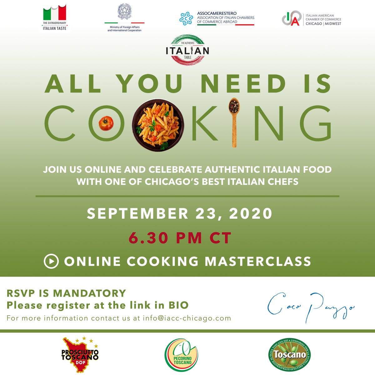 Continue on the journey discovering True Italian flavors with our ONLINE cooking event 'ALL YOU NEED IS COOKING' 🇮🇹in collaboration with @TasteTrue @assocamestero and @CocoPazzoChi, info here: bit.ly/2Fdz9z9 #trueitaliantaste #iffoodcouldtalk #ExtraordinaryItalianTaste
