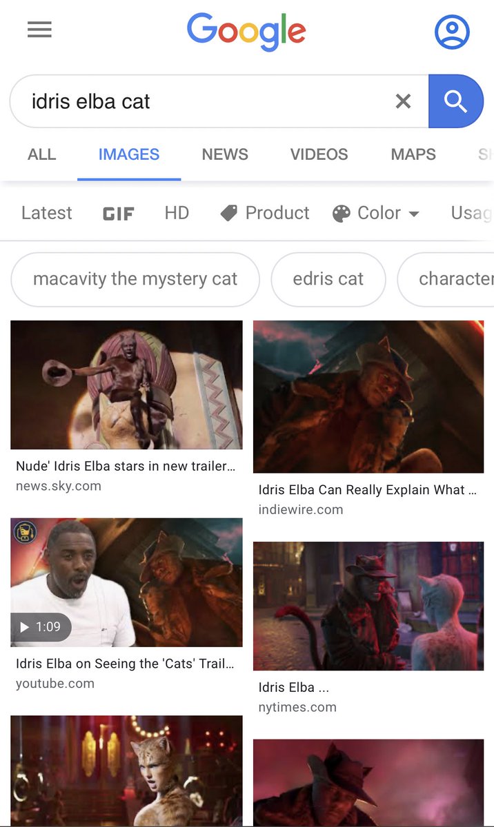 I regret to inform you that any photographs of Idris Elba holding a cat have been lost to history because of the movie CATS