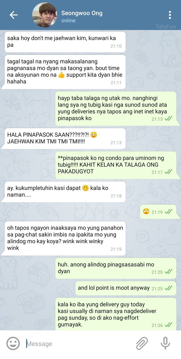 (5) “I see someone’s happy to see me.” ft. jjaen crushing hard on his regular UberEats delivery guy nyeon + jjaen's out-of-the-box attempt at flirting (???!)(written in filo; cursing; don't mind the timestamp; mej sobrang madungis )