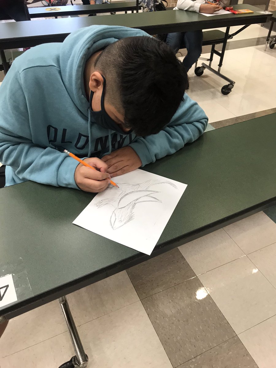 ASeidenberger1's tweet image. “Dragons Love Tacos” read aloud art activity following hearing the book!   Literacy focused Toreador Time for Jim Barnes Middle School students is underway! #ToREADors