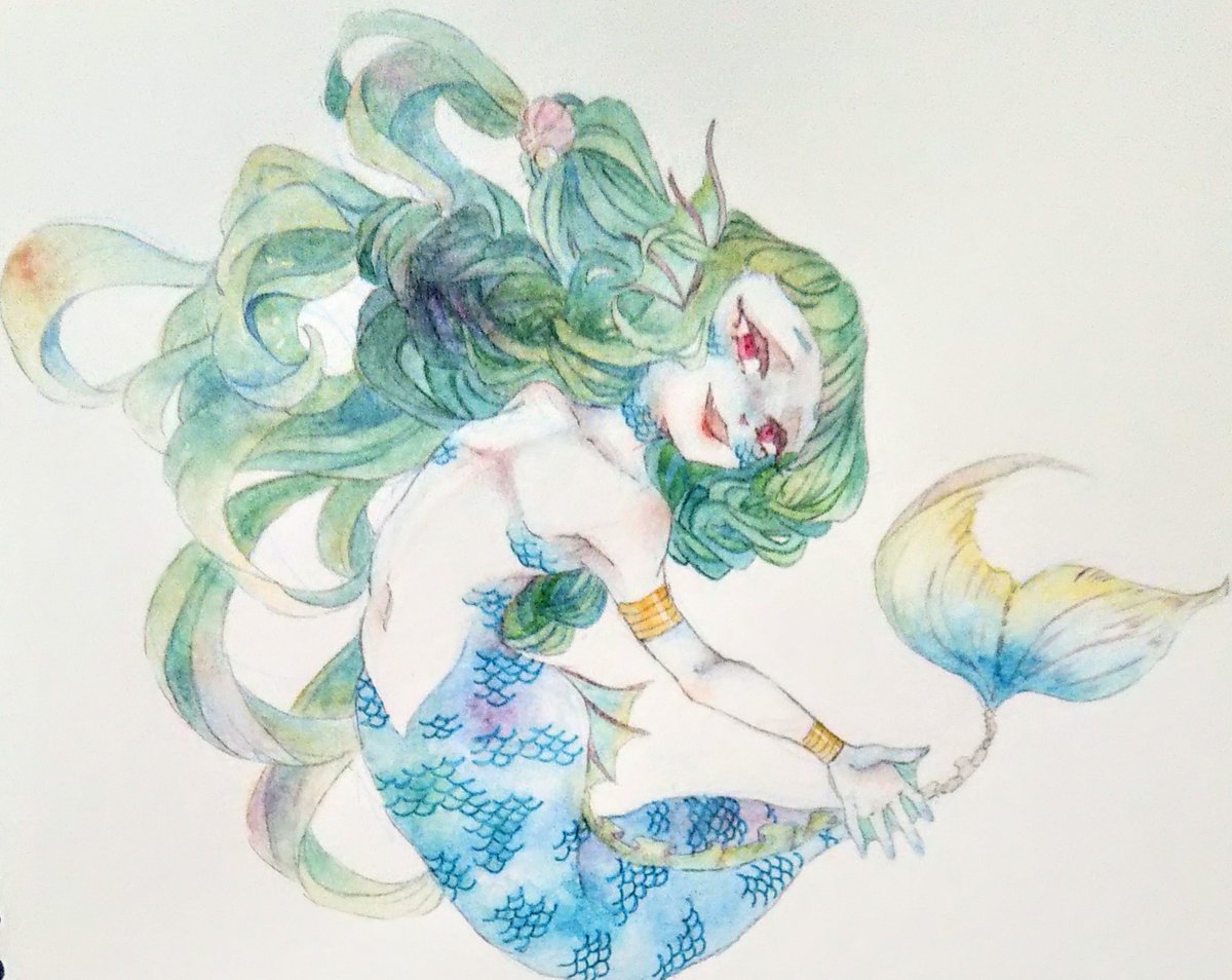 お魚っ子の髪の毛描くたびえげつなくなってる説を唱えたい ねむのイラスト お魚っ子の髪の毛描くたびえげつなくなってる説を唱えたい ねむのイラスト
