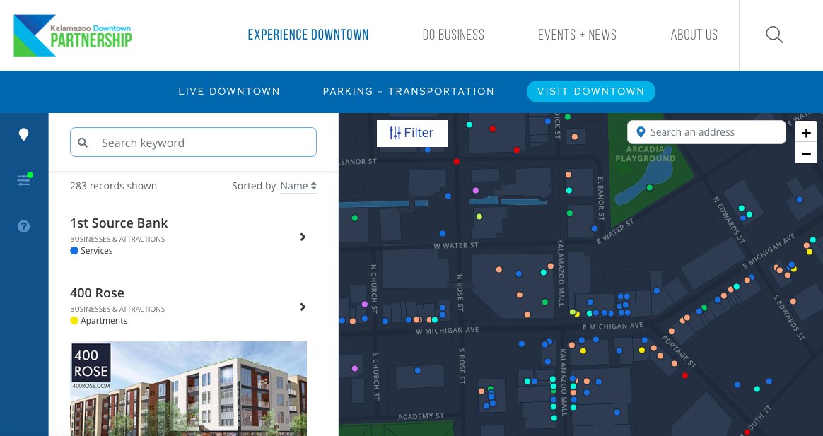 star_III's tweet photo. Excited to share @DwntwnKalamazoo's new website with maps and portal powered by @Ginkgocity / @citiesense and a beautiful design/build by @TeamMaestro  Introducing your new digital gateway to Downtown Kalamazoo https://t.co/Q4Pgkml5sA #digitaldowntowns #CommunityEngagement https://t.co/ybdA6kktf6