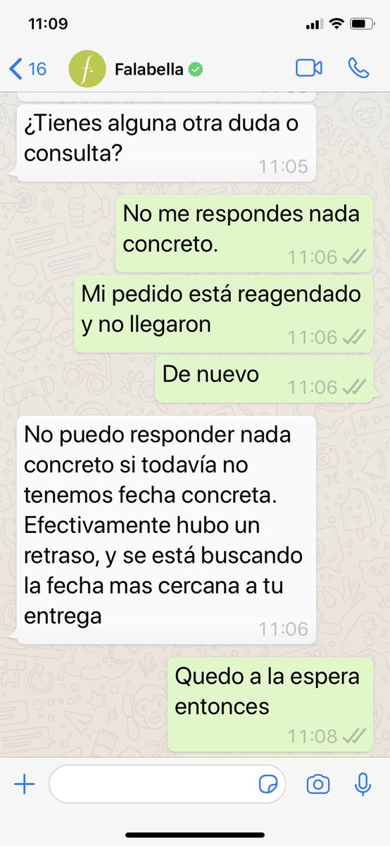 PatricioLotito's tweet image. Acabo de terminar mi nonagésima cuarta batalla con @FalabellaAyuda para que me traigan mi producto que nueva% re programaron y nunca llegó. Lean el diálogo que sostuve con ellos: Nada concreto! Ya pues! Hasta cuando!De nuevo son TT. Oh! Ahora quien podrá ayudarnos? @SERNAC 🤷‍♀️😡