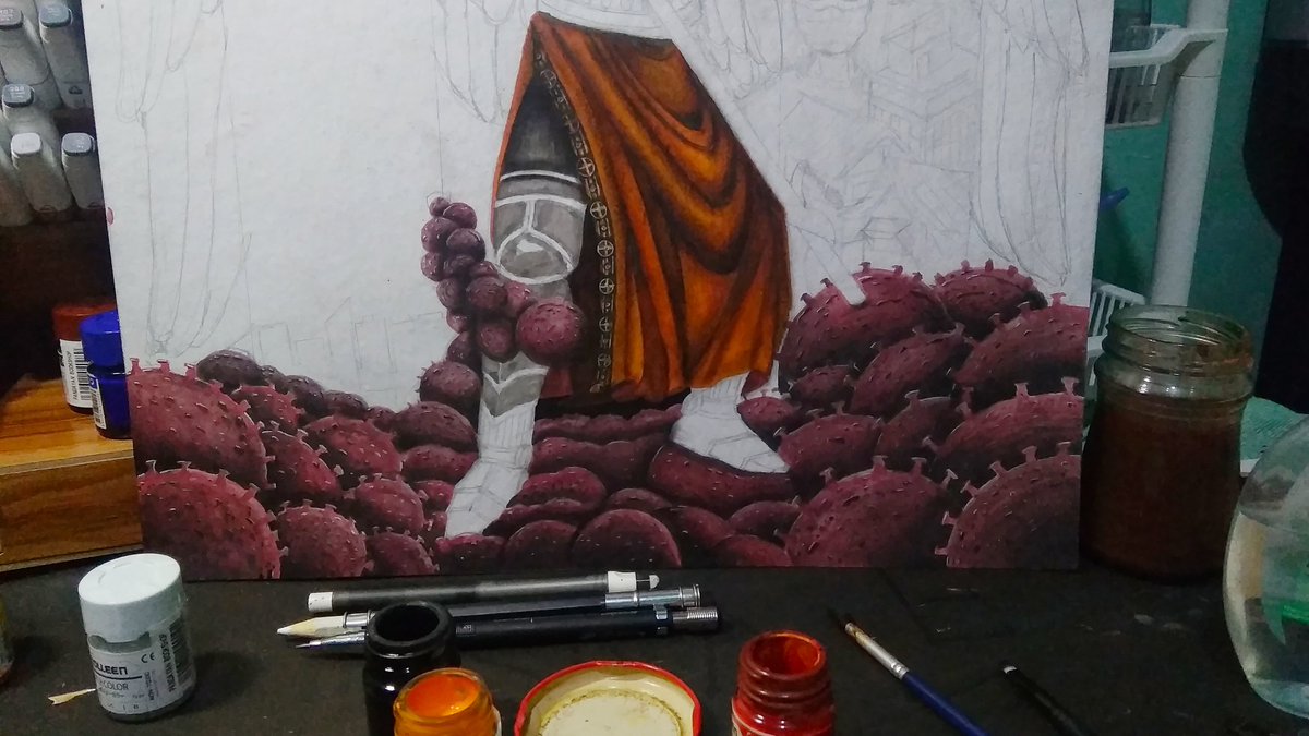 Leonarts_'s tweet photo. Who would've thought that poster paint and charcoal is a great combination? https://t.co/Qu42kzNNLV