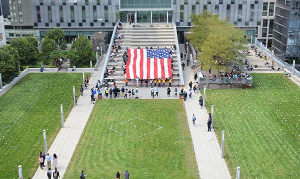 JJayAthletics's tweet photo. On this 19th anniversary of the #September11 attacks, tomorrow we will remember and pay tribute to the innocent lives lost that day—immigrants, civilians, military &amp; veterans, first responders and our 67 @JohnJayCollege fallen heroes. #JJCRemembers911 #GoBloodhounds #MyJohnJay 🇺🇸 https://t.co/BK1xI7KLTN