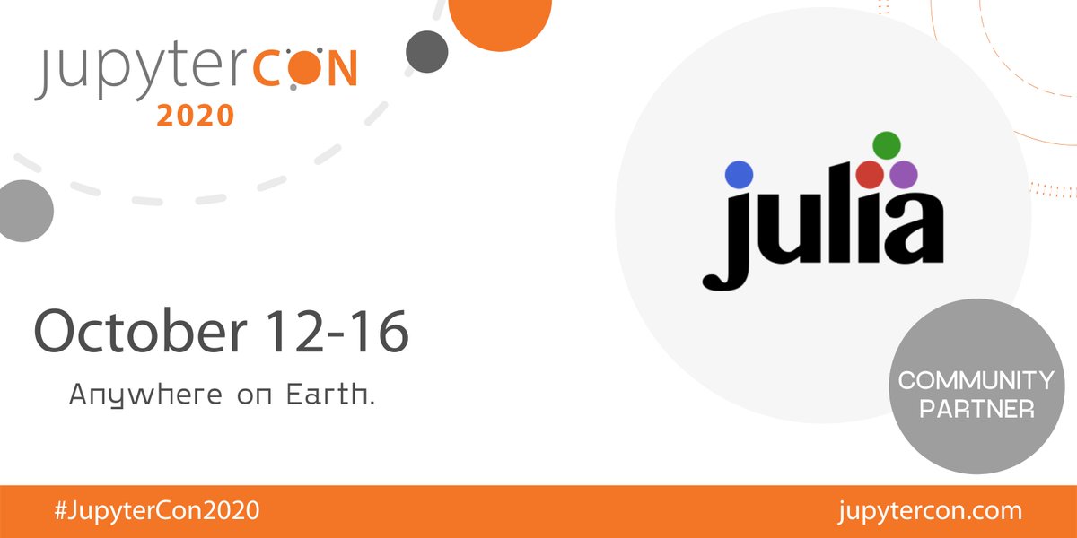 JupyterCon's tweet photo. Welcome @JuliaLanguage as a #JupyterCon2020 Community Sponsor!

#JuliaLang is a high-level, high-performance, dynamic language that can be used to write applications and has features well-suited for numerical analysis and computational science.

Join us -> https://t.co/cfkrBNVS2p https://t.co/zJzS7MKw0Z