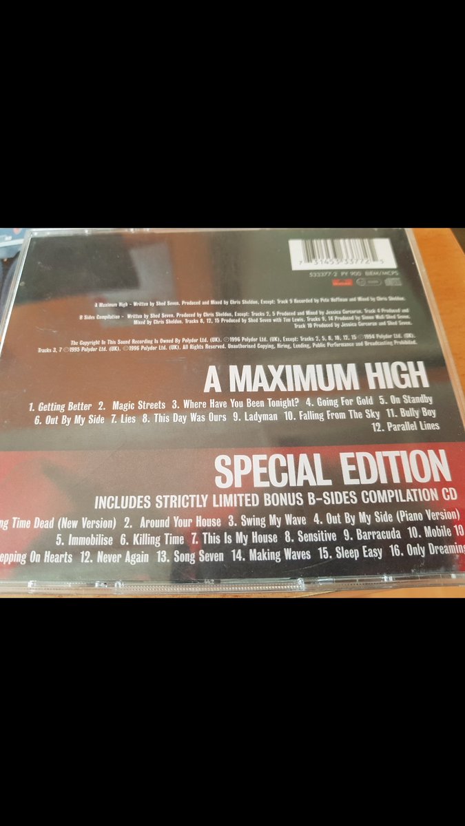 sledge1313's tweet photo. Like a double best of from nearly 25 years ago, what an album! #maximumhigh @shedseven @Ricktw1tter #ShedSeven https://t.co/7SxGtTRrp6