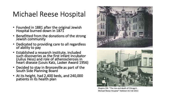 The faculty  @UChicagoMed had close ties to Michael Reese Hospital, and I have heard many of them speak fondly of their time there.  https://hekint.org/2017/02/23/th-rise-and-death-of-chicagos-michael-reese-hospital/