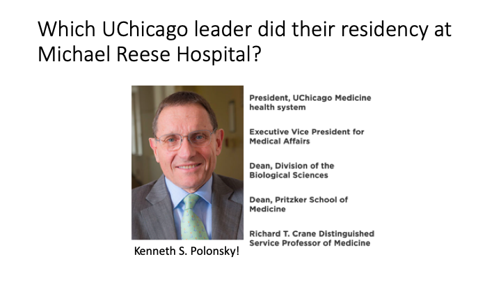 Notably, Ken Polonsky, President of  @UChicagoMed and Dean of @UChiPrizkter, did his internal medicine residency at Michael Reese before his Endocrinology fellowship at UChicago!