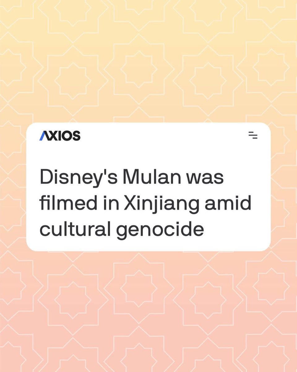 miumiubaybe's tweet photo. 'Mulan was partly filmed in Xinjiang, where Uyghur Muslims are being detained' also the lead actress is supporting police brutality towards pro-democracy protest in Hong Kong #boycotmulan https://t.co/NgG8lZCtGv