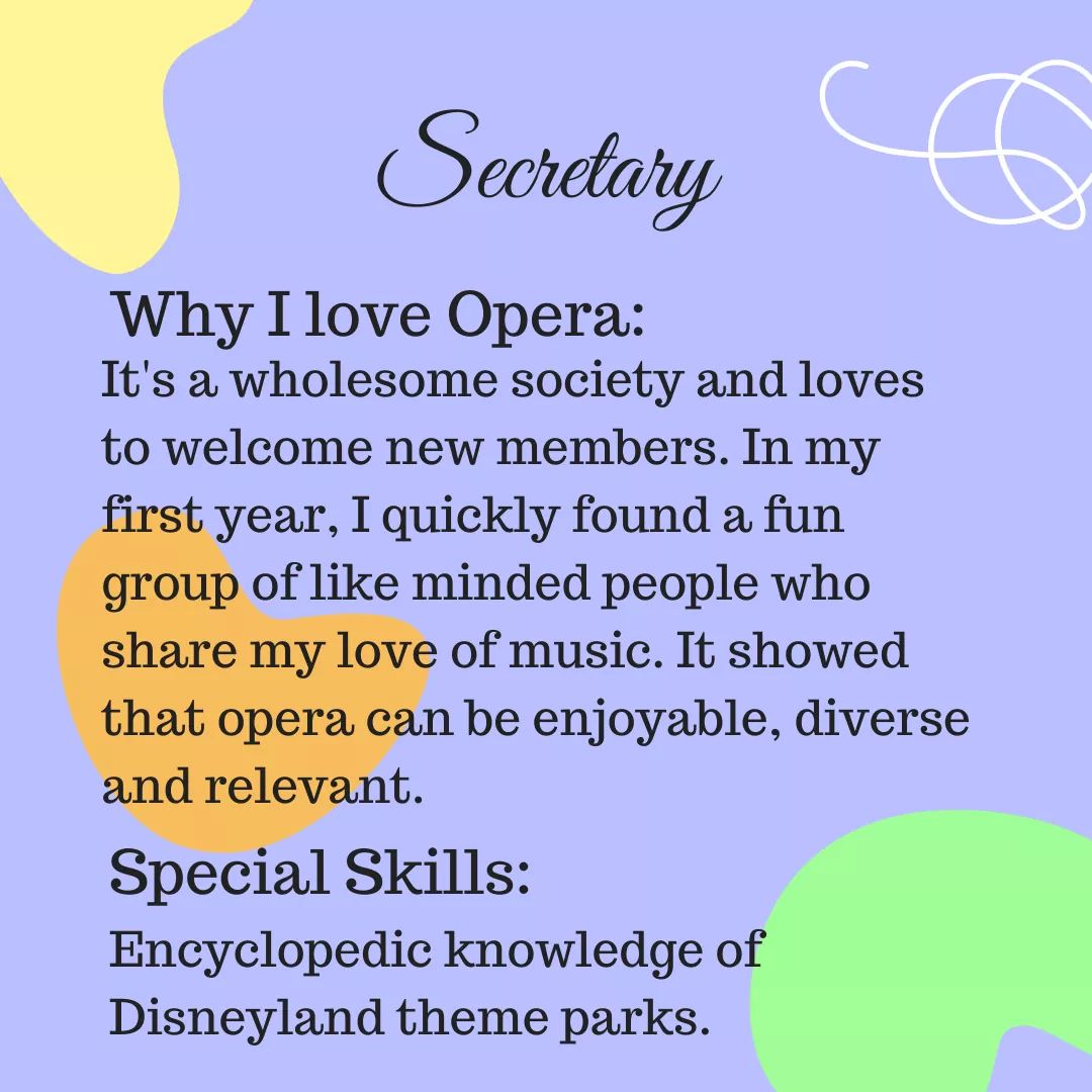 Coming up is our fabulous Secretary, Megan! She is going into her second year, also in Computer Science, and sang in our Semi-Chorus in The Bartered Bride as a Fresher.

#warwickfreshers #coventryfreshers #warwickartscentre #opera #studentopera #freshersguide20