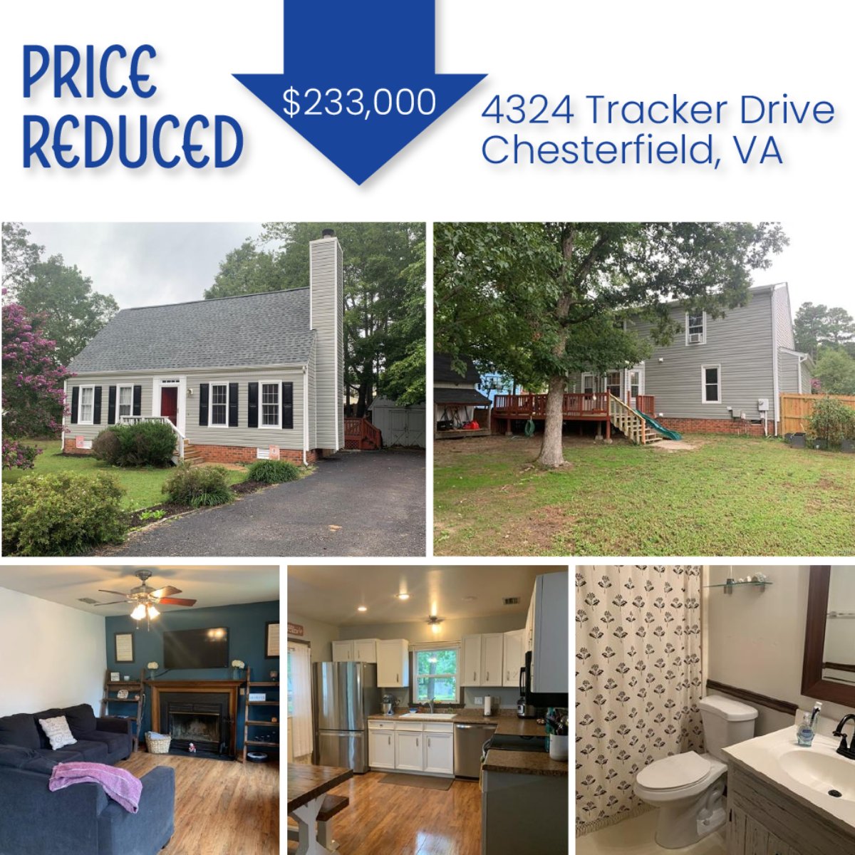 JenniferHass17's tweet photo. This charming 4 BR/2 BA home has reduced in price! This is an opportunity you don't want to miss. Call (804) 833-8095 to schedule your appointment today. https://t.co/LrR39HLS2M https://t.co/U28yX4XYwu