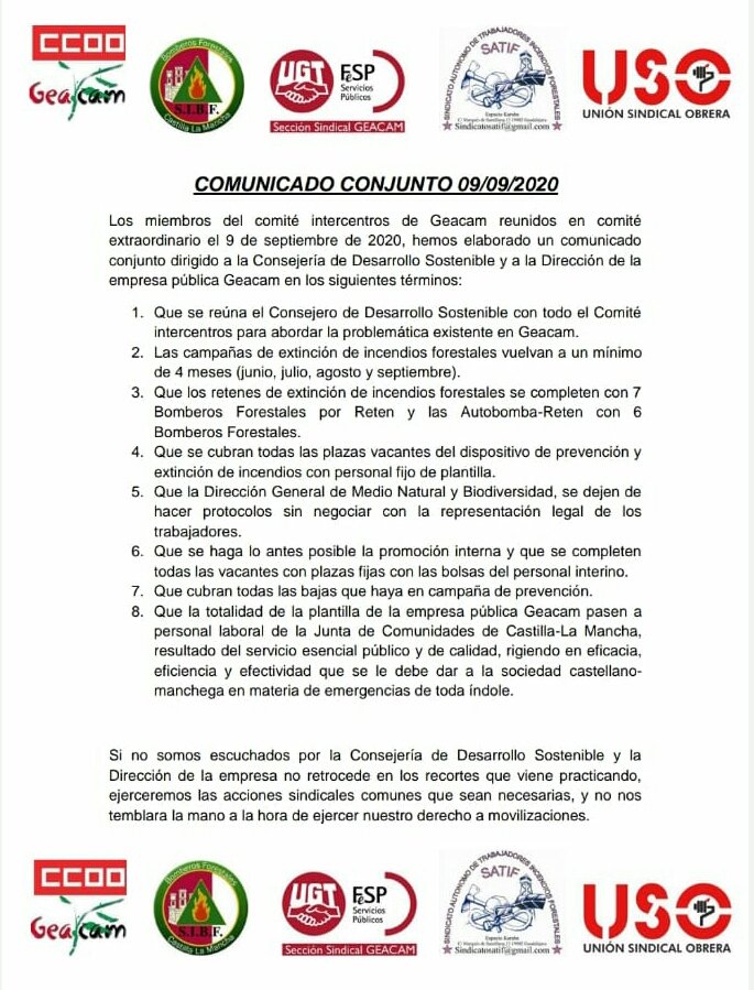 CCOOGeacam's tweet photo. Todos los miembros del Comité Intercentros de #geacam de los 5 sindicatos nos hemos puesto de ACUERDO por UNANIMIDAD en contra de los recortes que la @DSostenibleCLM nos ha ido haciendo a los #BBFF (fijos e interinos), en esta última campaña de extinción de #IIFF https://t.co/UsORjLOQ2b