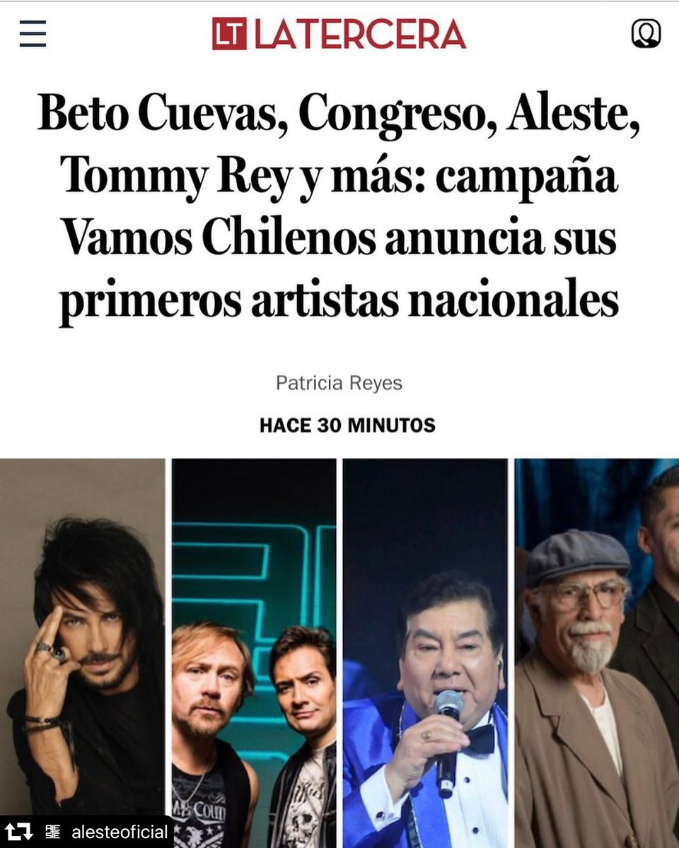 #repost @alesteoficial
Nos vemos pronto #vamoschilenos 🇨🇱🙌💪🙌 @alesteoficial <a href="/latercera/">La Tercera</a>