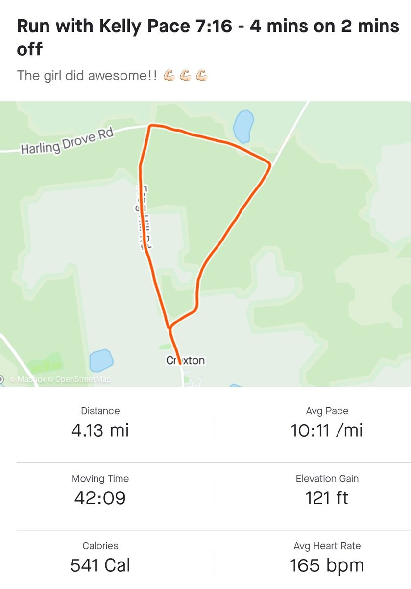 RunNicholasRun's tweet photo. Tonight I was helping get another friend round a 4 mile route in speed bursts 4 mind on 2 mins off.
Absolutely loved helping her push to her limit average pace without the 2 mins off 7:16/mile. So proud of her! #Running #Run #FriendsRun #4miles #intervaltraining #UKRunChat 😃 https://t.co/n3yo3D6qov