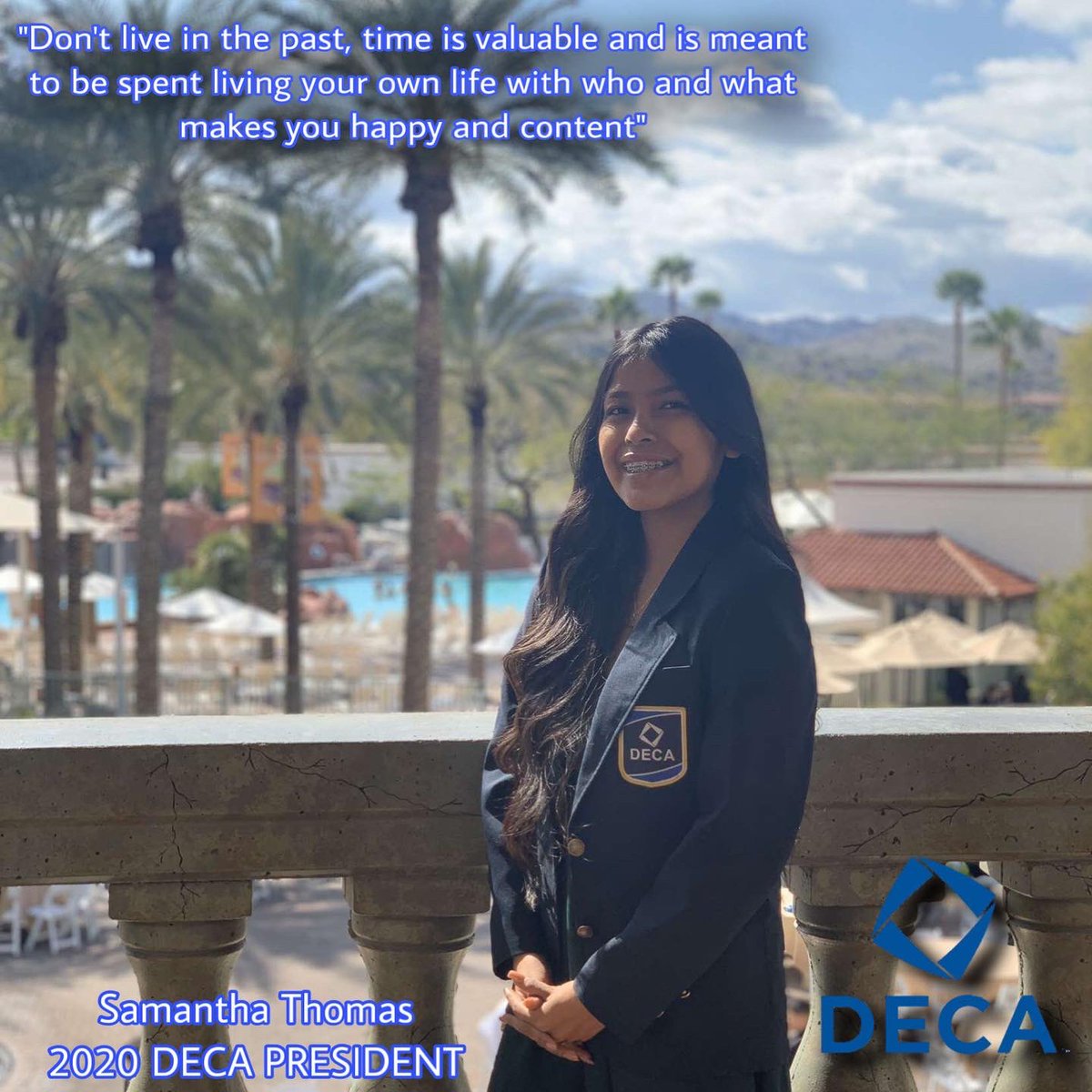 DECADVHS's tweet photo. Proud to announce our new 2020 DECA President Samantha Thomas we are excited to have you and hope you’ll bring this year to the next level 👩‍🎓💎 https://t.co/S0Zxpw53pH