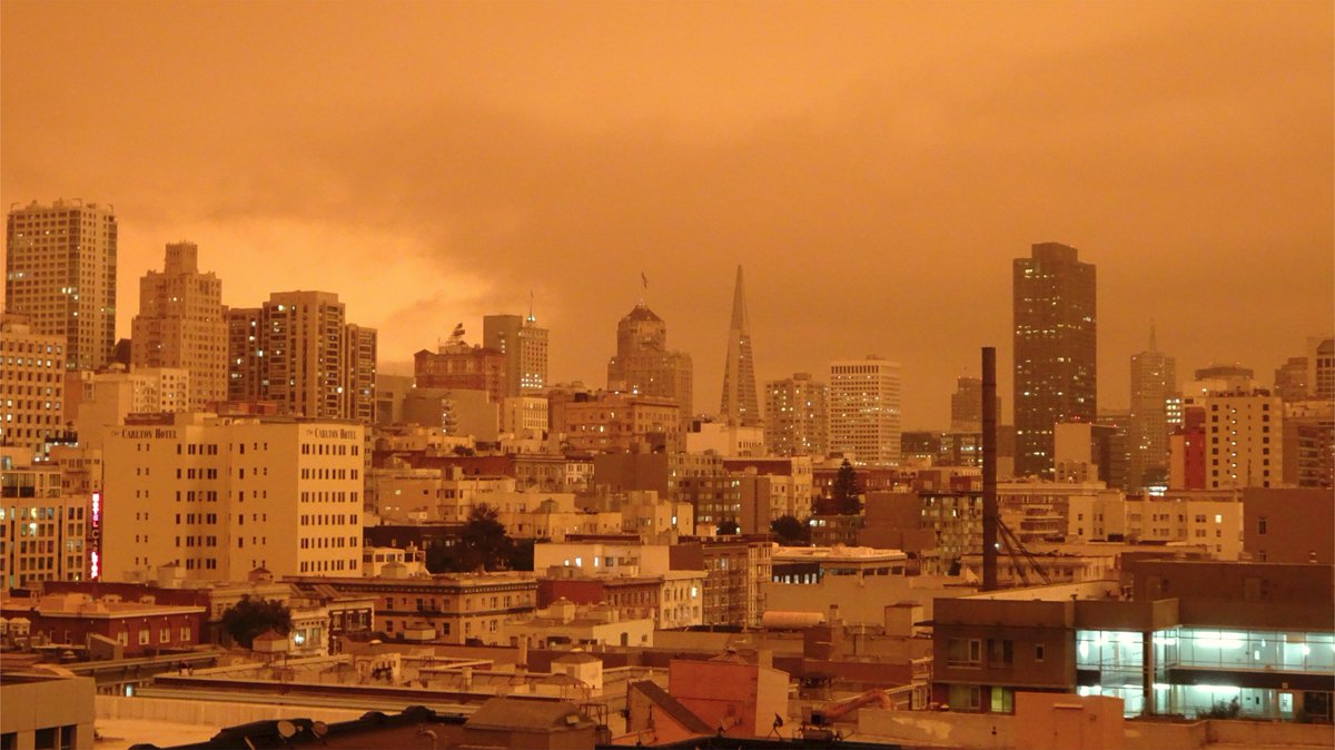 PartyOf3rdPart's tweet photo. San Francisco at noon, Sept. 9, 2020.  #smoke https://t.co/mMaZ9ezZfj