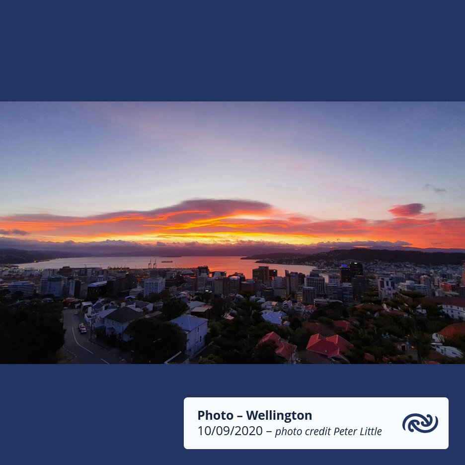 Meanwhile in Wellington this morning. Strong winds aloft ahead of the approaching front has produced some wave cloud for this spectacular sunrise photo taken by one of our very own meteorologists here in Kelburn. ^KL