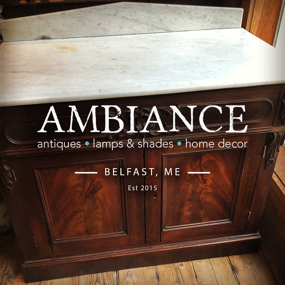 ShopAmbiance's tweet photo. ALWAYS SOMETHING NEW at @ShopAmbiance! A victorian Mahogany Washstand Cabinet c. 1860 purchased in a historic home downtown Brunswick. 34"w, h31″, d18.5″. Beautiful white marble top, large drawer + cabinet. 125 Main St in Belfast, ME. Wed-Sat 11am-5:30pm + appt (207) 505-0116 https://t.co/hU6NsLGpP2