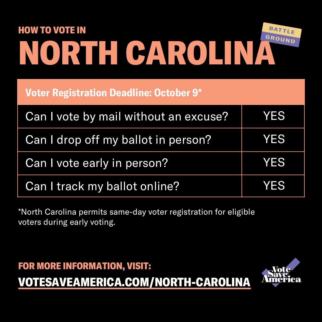 North Carolina  http://votesaveamerica.com/north-carolina 