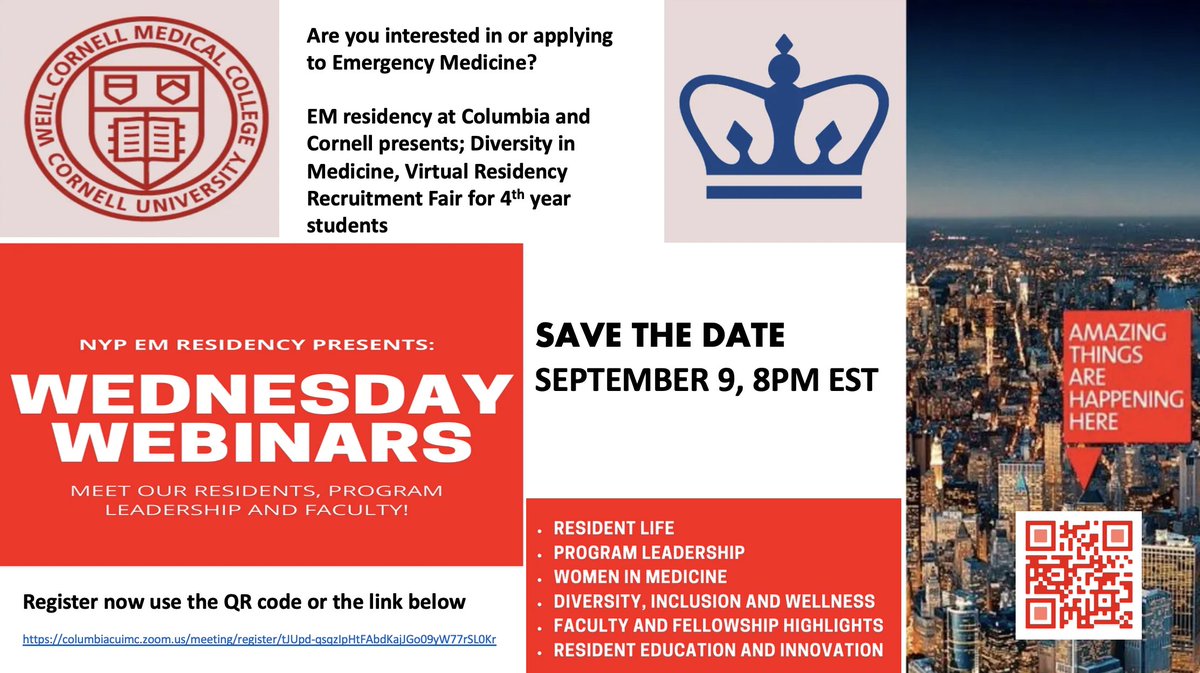 Call To 4th year #medstudents, #EMbound 
Join us TODAY 8pm EST NYP Columbia - Cornell EM Residency
@LMSA_National, <a href="/SNMA/">Student National Medical Association, Inc (SNMA)</a>, <a href="/LatinasInMed/">#LatinasInMedicine</a>
 #MedStudentTwitter