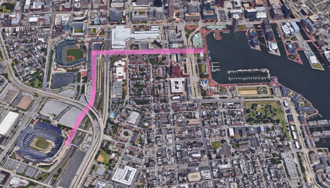  Create path connecting M&T Stadium to Camden Yards, and from there improve Conway St connection to Inner Harbor   #BMoreMD2026