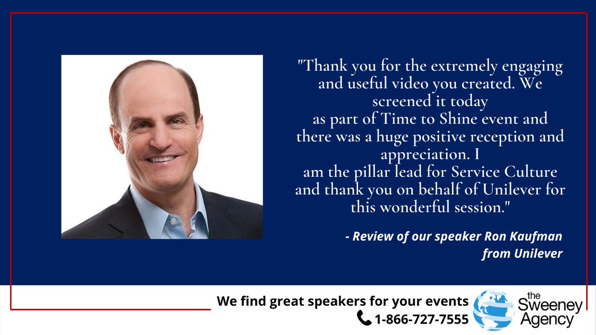 DsweeneyAgent's tweet photo. The Business &amp; Financial Services team at Unilever was blown away by our speaker Ron Kaufman's *virtual* presentation on building exceptional Customer Experience. 

https://t.co/zVVUDhahod

#customerexperience #sales #thesweeneyagency #leadership #speakersbureau https://t.co/4mBw5qYqrf