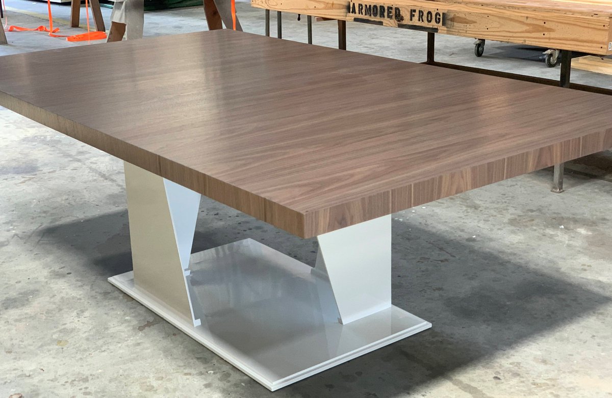 SuperiorVeneer's tweet photo. Superior Veneer &amp; Plywood Artisan Thick Veneer 8' x 4' flat cut walnut face used by The Armored Frog to produce this fantastic contemporary table. #woodworking #Contemporary #walnut #veneer #artisanthick https://t.co/1U3BXBDawm