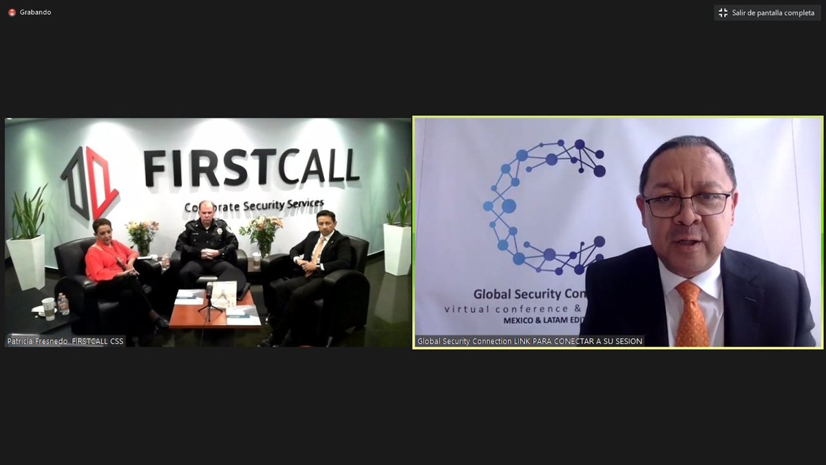 AMESP_oficial's tweet photo. Excelente ponencia de nuestros asociados de @firstcallcss Lic. @delicious_demon , Lic. Patricia Fresnedo y del Mtro. @BGomezdelCampo de la @SSC_CDMX durante la conferencia virtual del Global Security Connection.

#Felicidades
#TodosSomosAMESP #FuerzaAMESP #YaSomos81 #FirstCallCss https://t.co/XM1DpJ8UUg