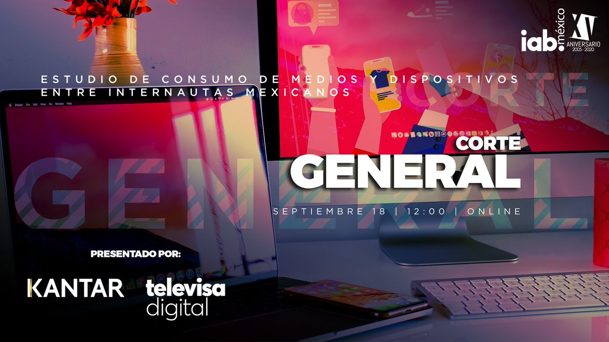 IABMexico's tweet photo. El 18 de septiembre a las 12:00 tenemos una cita, en colaboración con @KantarLatam y @TelevisaDigital presentaremos una nueva edición del Estudio de Consumo de Medios y Dispositivos entre Internautas Mexicanos. ¡Sesión abierta al público! https://t.co/D1d0yVYXer https://t.co/Y8JQuBQDpq