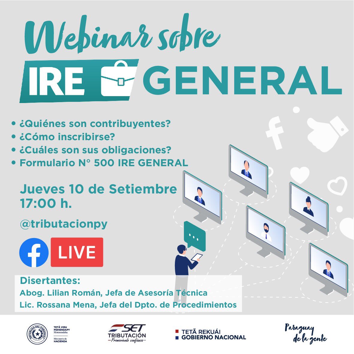 DNITpy's tweet photo. No te olvides de este webinar sobre el #IREgeneral
Mañana, desde nuestra fanpage https://t.co/QFSpj3Mw6d