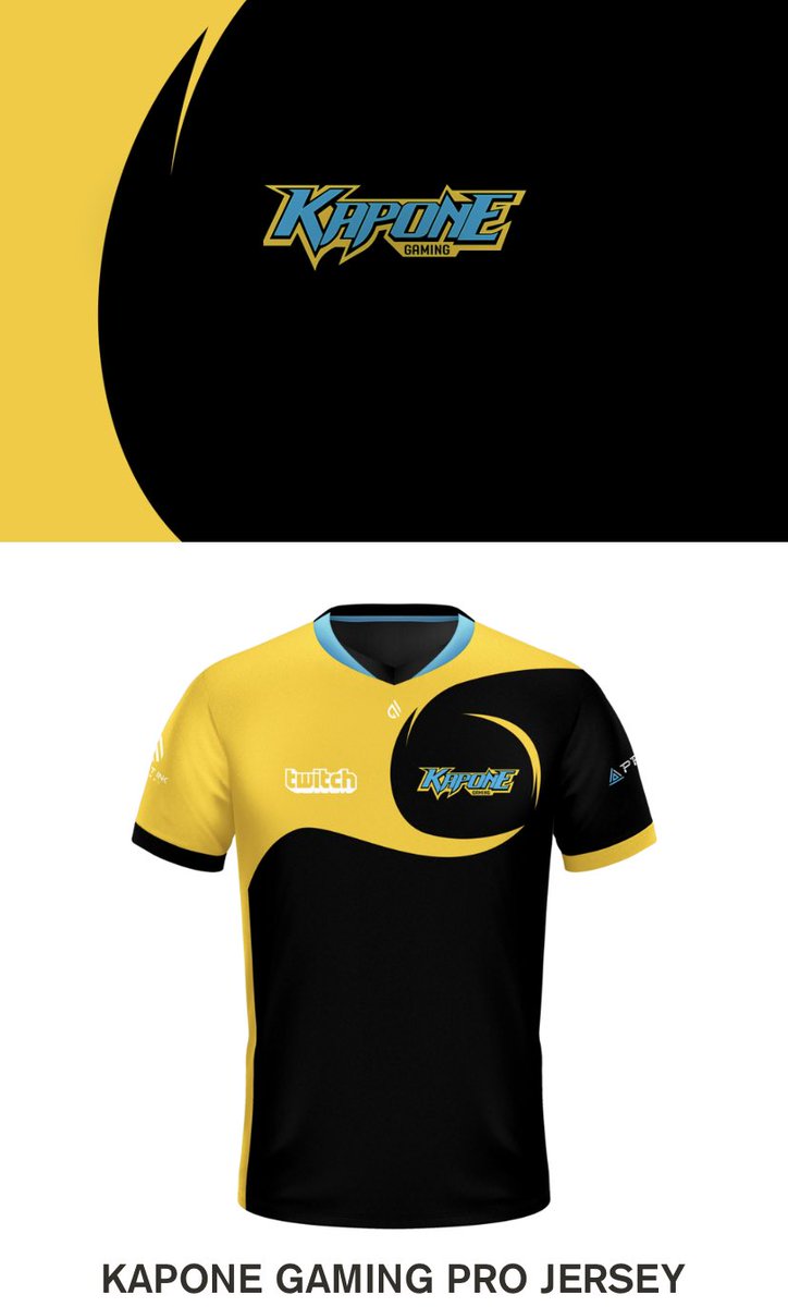 BBCan3Bruno's tweet photo. It’s officially released! You can now get your own KaponeGaming Esports jersey! #twitch
https://t.co/ahzXwH3Y4c https://t.co/XkYunUqD6G