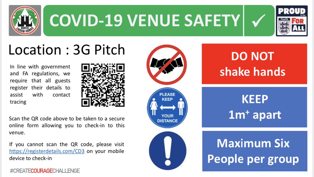 NthLindumHawks's tweet photo. Please help protect our members & wider community. Support the club with its contact tracing obligation. Ensure you check in. It’s a quick & simple #COVID19 #Lincoln #Hawks #Football #Respect #Wildcats #FACharterstandard #Midlincs #grassroots #EnglandDNA #CreateCourageChallenge https://t.co/E4UtnPtruo