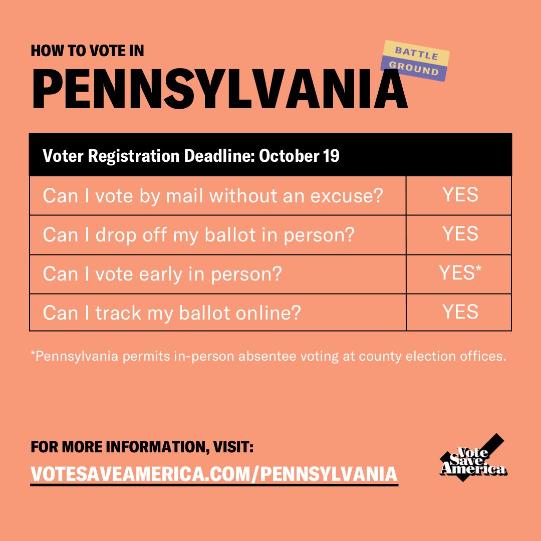 Pennsylvania  http://votesaveamerica.com/pennsylvania 