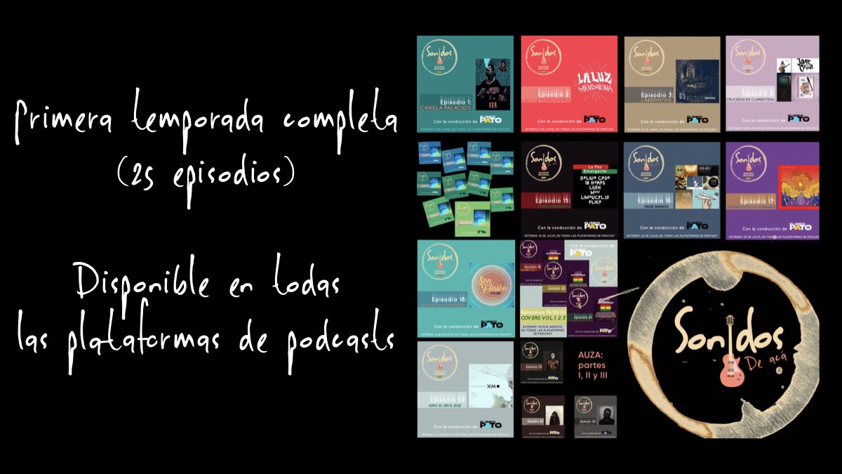 Gracias por acompañarnos en esta primera temporada. 

Fueron 25 episodios, (del 5 de junio al 7 de septiembre), con casi 15 horas de música nacional.  

Ahora nos tomamos un descanso, hasta la semana del 12 de octubre. 

Escucha todos los episodios en podlink.to/sonidosdeaca.