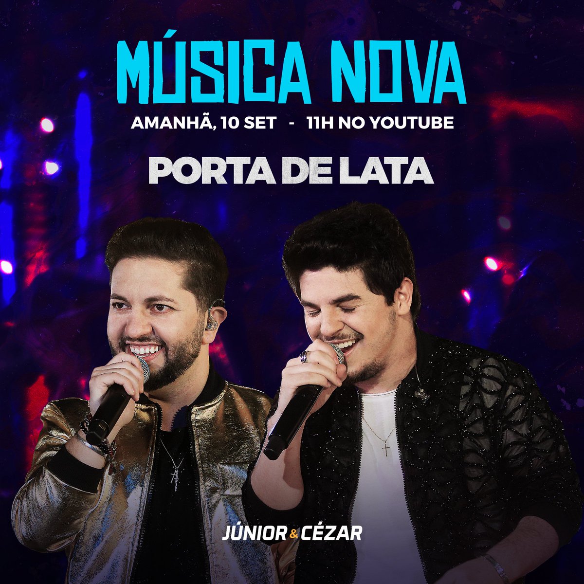 JunioreCezar's tweet photo. Amanhã 11H00 tem o lançamento do vídeo da nossa música PORTA DE LATA no nosso canal oficial no Youtube. Queremos todos vcs lá comentando e curtindo com a gente. Link 👉 https://t.co/MJyyE2F4vS

#juniorecezar #PortaDeLata #lançamento #sertanejo #musicasertaneja https://t.co/Ctr52ZAnIL
