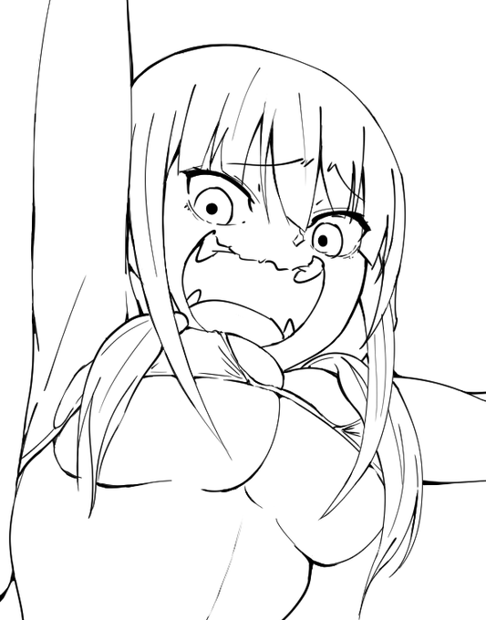 線画だけでもちゃんと書いたらそれなりに見えるもんだなぁ…🤔色塗らないでいいかな? 