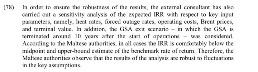 By way of further background the  @EU_Commission noted that the original projections showed that the original return for the project was going to be in the region of 8-9.2%. The cost overruns brought it down to 7% which was deemed as evidence of risk transfer. 5/