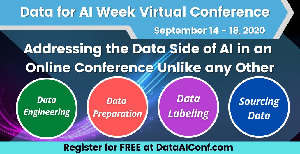 cognilytica's tweet image. #Data for #AI Week is NEXT WEEK! Join 100+ speakers and hundreds of on-demand sessions at our FREE virtual conference!

Register at dataconf.cognilytica.com/cxng!

#MachineLearning #ArtificialIntelligence 
#DataAIConf #ML

CC @schmarzo @andyjankowski @ipfconline1 @CadeMetz @jeff_jordan
