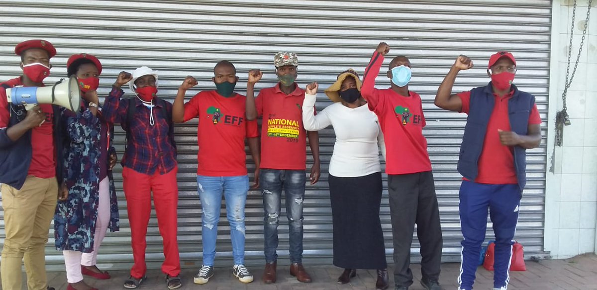 EFF_HarryGwala's tweet photo. [DAY 3 IN PICTURES] Earlier today, Commisar Babalwa Mathulelwa, Regional Chairperson @LindelaniMcwabe, and Fighters remained resolute that Clicks must feel the consequences of undermining the identity of black people.

KOKSTAD Clicks outlet remained nonoperational
#ClicksMustFall https://t.co/Lxn5DcTbqv