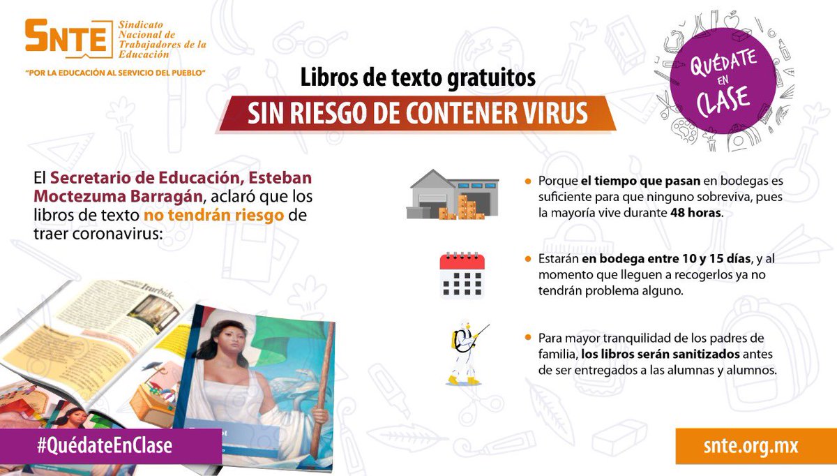 JRMSNTE's tweet photo. #QuedateEnClase 👨‍🏫🔛👨‍💻

🔴 La entrega de libros de texto gratuitos aún está en curso 🔜📚 y éstos ya vienen sanitizados, pero es ‼️importante‼️ mantenerlos en buen estado 📒🏡

#QuedateEnCasa 
#QuedateEnClase ✅ https://t.co/kTGhM6jMON